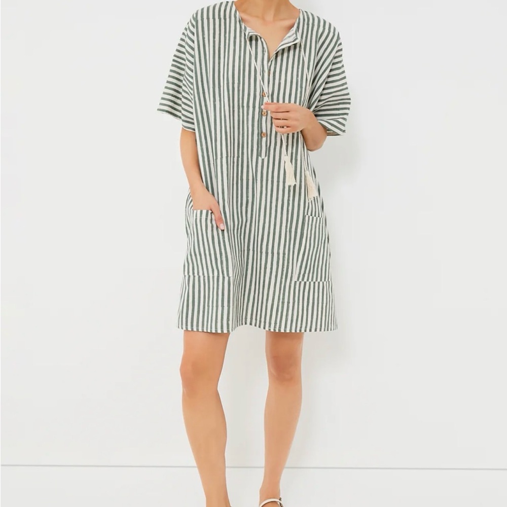 Moss Stripe Organic Baja Caftan from the India Collection by Emerson Fry
